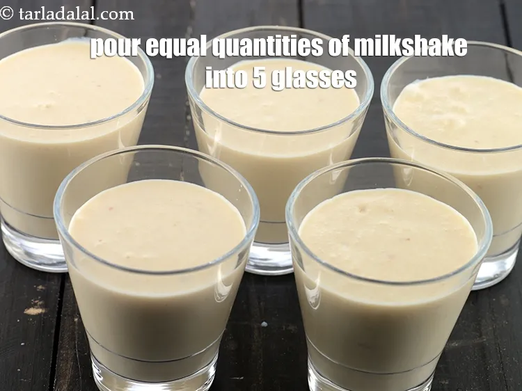 Step 15 – Pour equal quantities of the milkshake into 5 glasses.