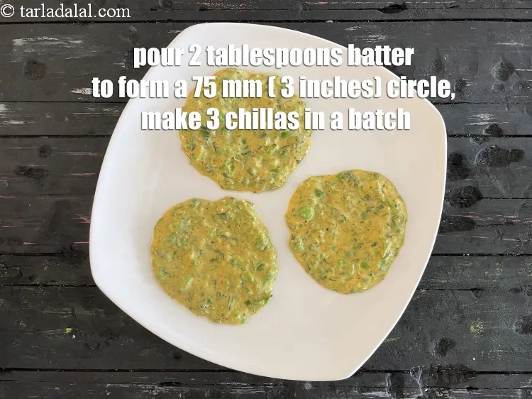 Step 15 – <p>Pour 2 tbsp of the batter on it and spread it lightly using a spoon …