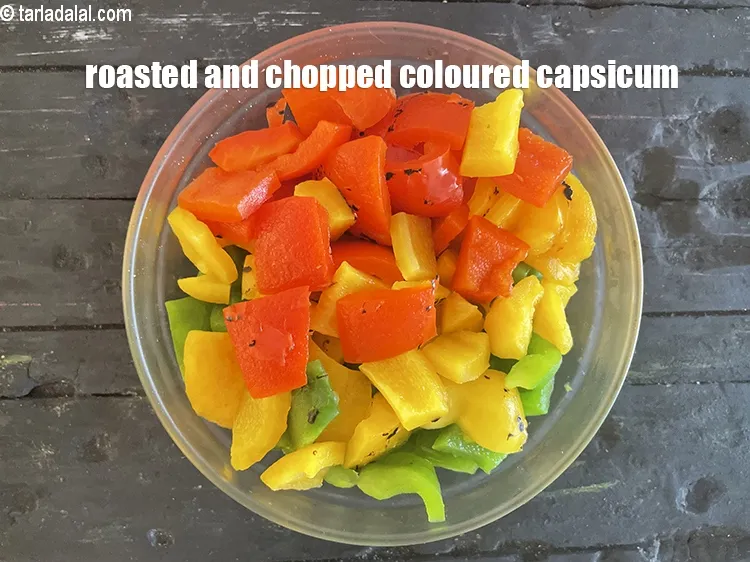 Step 15 – Roasted and chopped coloured capsicum.
