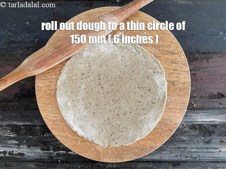 Step 16 – Roll out each portion into a thin round circle of 150 mm. (6&rdquo;) in diameter …