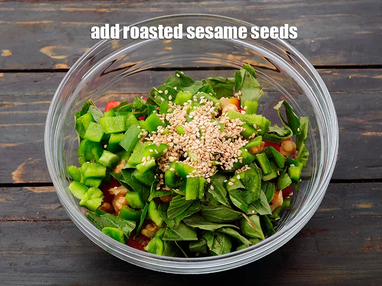 Step 15 – Add the sesame seeds. This gives a nice crunch and also healthy.&nbsp;