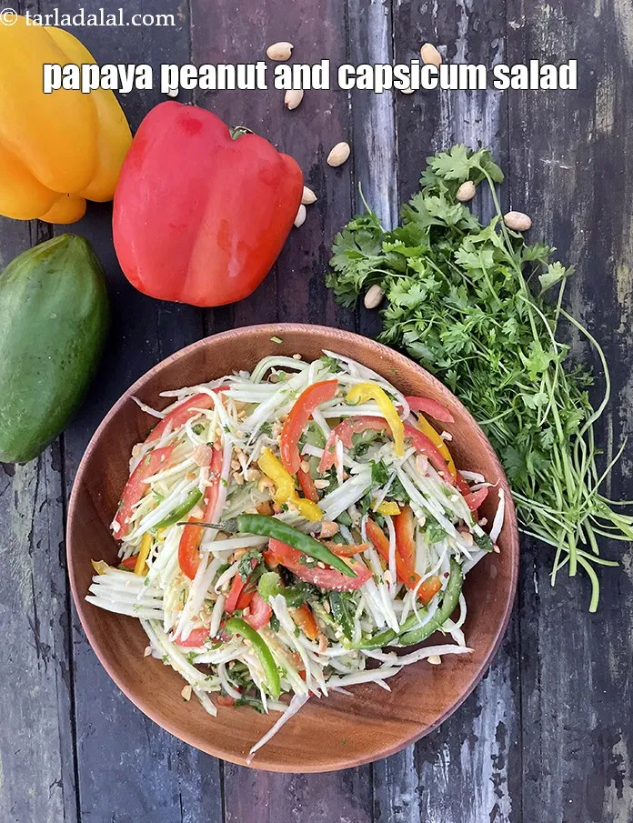 Step 27 – Serve <strong>papaya peanut and capsicum salad | raw papaya peanut salad | healthy Indian papaya …