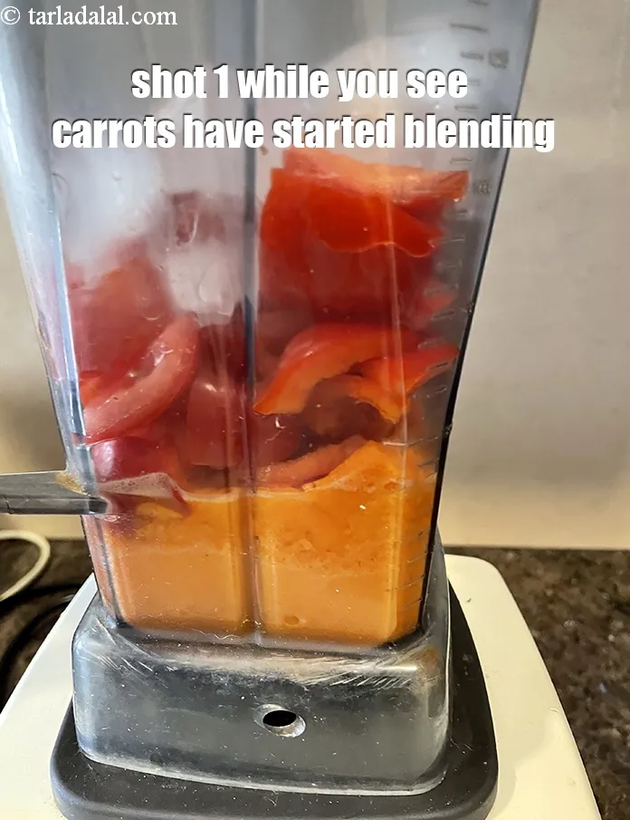 Step 17 – Shot 1 while blending. You can see the carrots starting to blend.