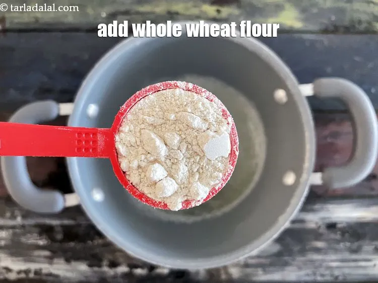 Step 16 – Add&nbsp;1 tbsp&nbsp;<a href="glossary-whole-wheat-flour-gehun-ka-atta-gehun-ka-aata-429i">whole wheat flour (gehun ka atta)</a>. <u><em>We normally use cornflour or maida to …