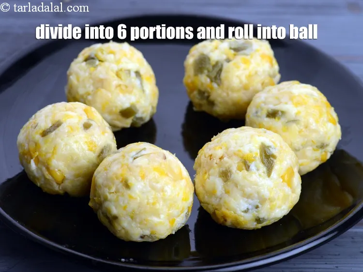 Step 15 – Divide the mixture into 6 equal portions and roll each portion into a round ball.