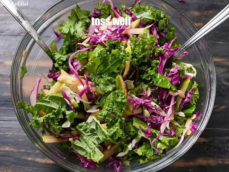 Step 19 – Toss <strong>kale apple salad | kale cabbage salad | Indole rich healthy Indian salad | …