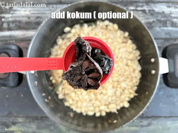 Step 31 – Add 5&nbsp;<a href="https://tarladalal.com/glossary-kokum-dried-kokum-dry-kokum-352i">kokum</a>&nbsp;(optional ), soaked and drained. <em><u>NOTE : we have not added it to …