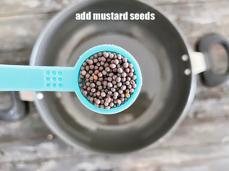 Step 25 – Add&nbsp;<meta charset="UTF-8" />1/2 tsp&nbsp;<a href="glossary-mustard-seeds-sarson-rai-sarson-ke-beej-525i">mustard seeds ( rai / sarson)</a>.