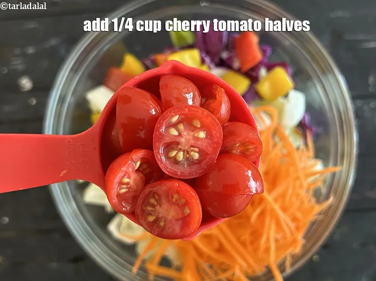 Step 17 – Add&nbsp;<meta charset="UTF-8" />1/4&nbsp;cup&nbsp;<a href="glossary-cherry-tomato-halves-2464i">cherry tomato halves</a>.&nbsp;The sweetness and acidity of cherry tomatoes add a refreshing …