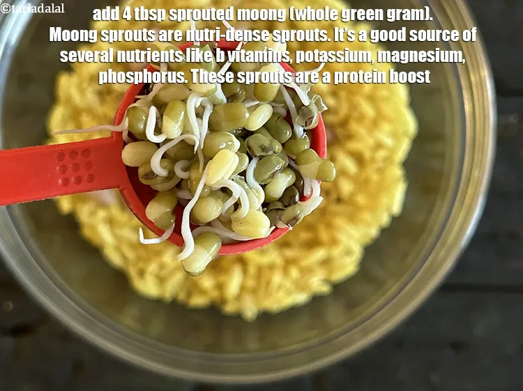 Step 18 – Add&nbsp;<meta charset="UTF-8" />4 tbsp&nbsp;<a href="glossary-sprouted-moong-moong-sprouts-988i">sprouted moong (whole green gram)</a>. &nbsp;<a href="/recipes-using-sprouted-moong-988">Moong sprouts</a>&nbsp;are nutri-dense sprouts. It&rsquo;s …