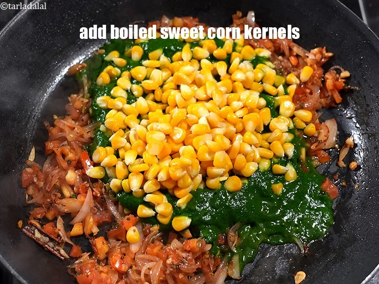 Step 20 – Add 1 cup <a href="https://www.tarladalal.com/glossary-boiled-sweet-corn-kernels-153i">boiled sweet corn kernels (makai ke dane)</a>.