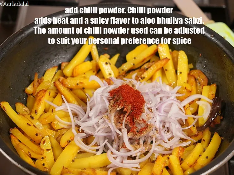 Step 16 – Add &frac14; tsp <a href="https://www.tarladalal.com/glossary-chilli-powder-red-chilli-powder-339i">chilli powder</a>. Chilli powder adds heat and a spicy flavor to …
