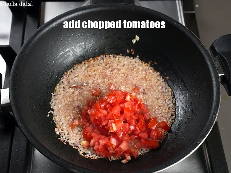 Step 21 – Add &frac12; cup chopped tomatoes.