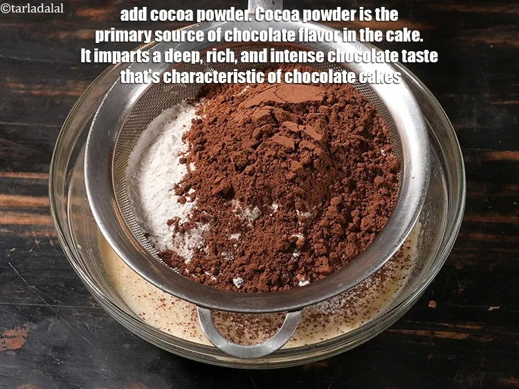 Step 16 – Add &frac14; cup <a href="https://www.tarladalal.com/glossary-cocoa-powder-284i">cocoa powder</a>. Cocoa powder is the primary source of chocolate flavor …