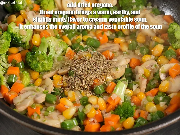 Step 16 – <p>Add 1 tsp <a href="https://www.tarladalal.com/glossary-dried-oregano-268i">dried oregano</a>. Dried oregano brings a warm, earthy, and slightly minty …