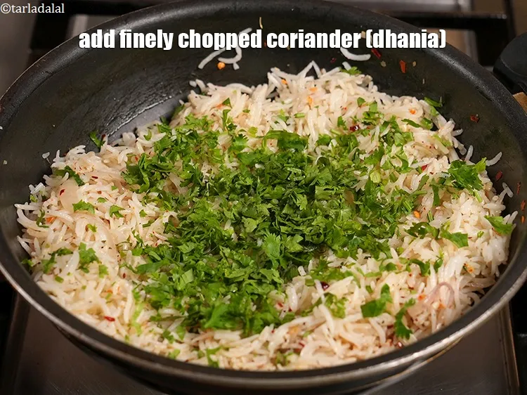 Step 16 – Add&nbsp;3 tbsp&nbsp;finely&nbsp;<a href="https://www.tarladalal.com/glossary-chopped-coriander-783i">chopped coriander (dhania)</a>.