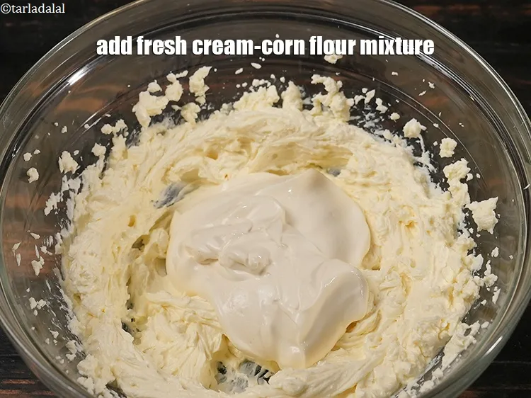 Step 16 – Add fresh cream-corn flour mixture.