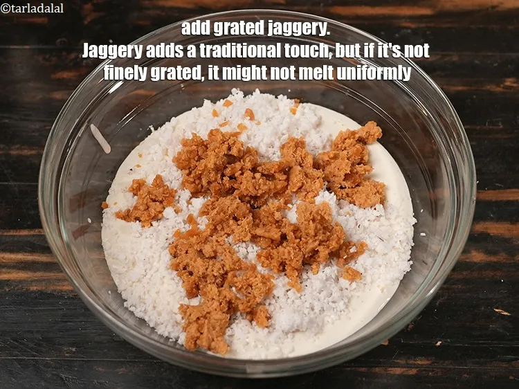 Step 16 – Add &frac12; cup <a href="https://www.tarladalal.com/glossary-grated-jaggery-947i">grated jaggery (gur)</a>. Jaggery adds a traditional touch, but if it&#39;s …