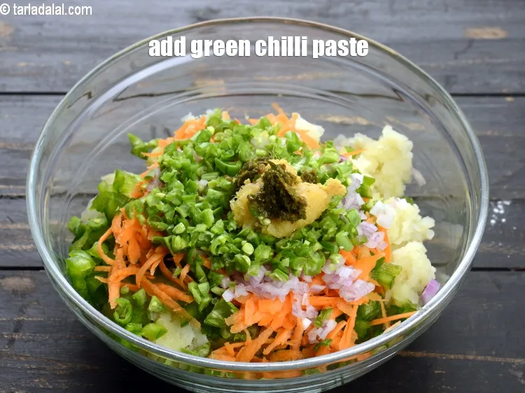 Step 17 – Add &frac12; tsp green chilli paste.&nbsp;