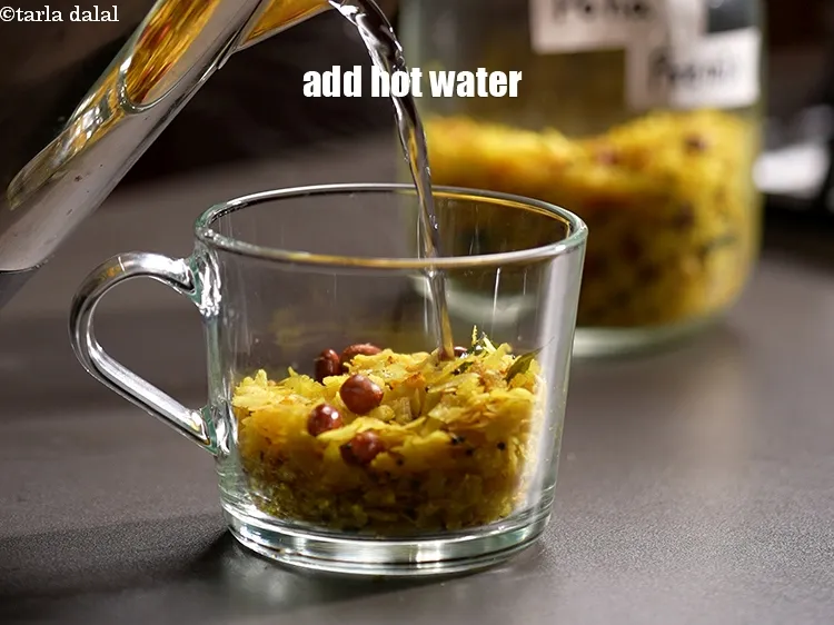 Step 16 – Add &frac14; cup hot water.