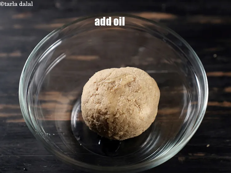 Step 16 – Add &frac12; tsp oil over the dough.