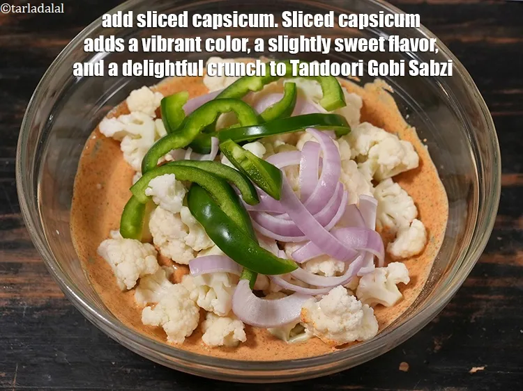 Step 16 – Add &frac14; cup <a href="https://www.tarladalal.com/glossary-sliced-capsicum-165i">sliced capsicum</a>. Sliced capsicum adds a vibrant color, a slightly sweet …