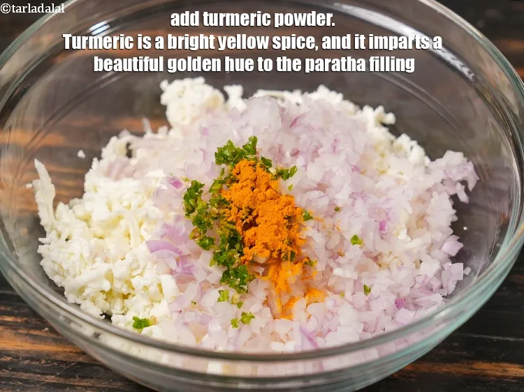 Step 16 – Add &frac14; tsp <a href="https://www.tarladalal.com/glossary-turmeric-powder-haldi-645i">turmeric powder (haldi)</a>. Turmeric is a bright yellow spice, and it …