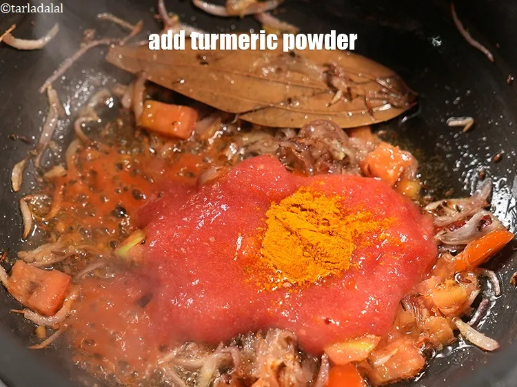 Step 16 – Add &frac12; tsp <a href="https://www.tarladalal.com/glossary-turmeric-powder-haldi-645i">turmeric powder (haldi)</a>.&nbsp;