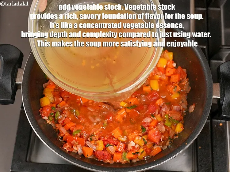 Step 27 – Vegetable stock provides a rich flavor for the soup instead of adding just water. Vegetable …
