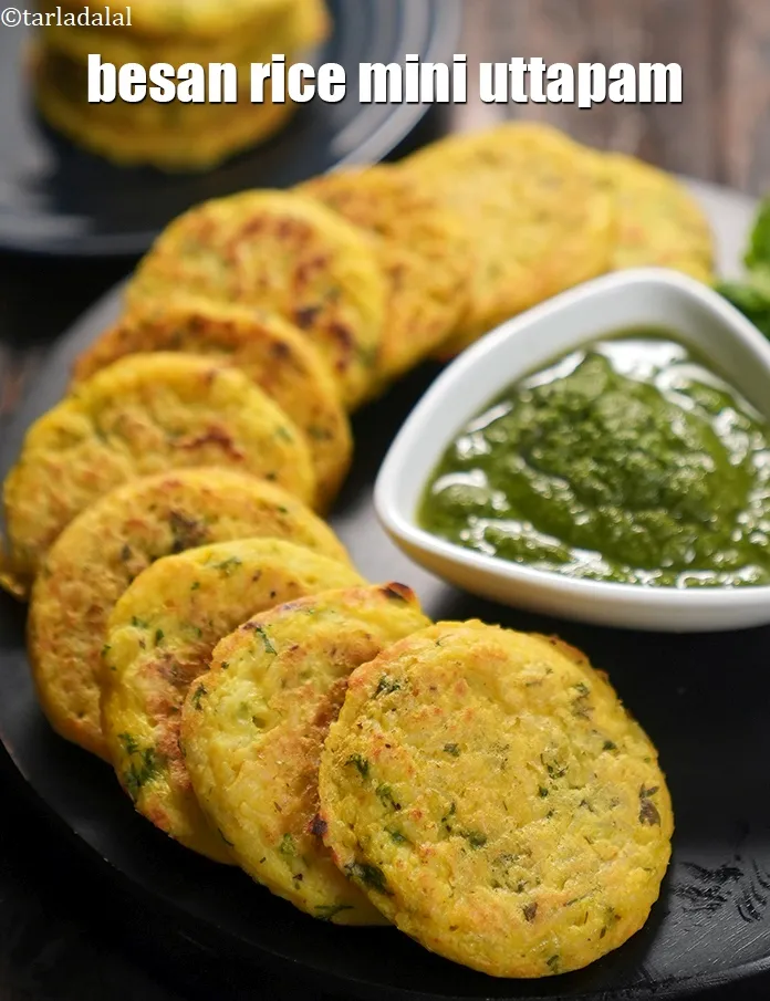 Step 16 – Serve <strong>rice and besan pancake recipe | besan rice mini uttapam | besan chawal na …