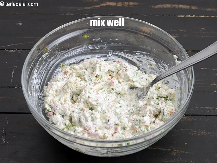 Step 16 – Mix well to make the dahi mixture.