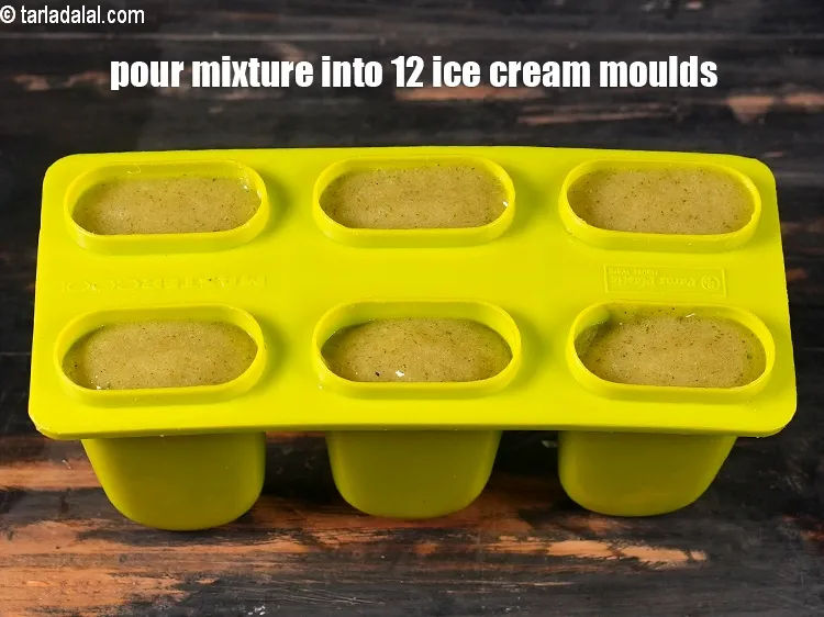 Step 16 – Pour the mixture into 12 ice cream moulds.