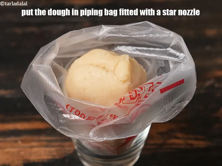Step 17 – Put the dough in piping bag fitted with a star nozzle.