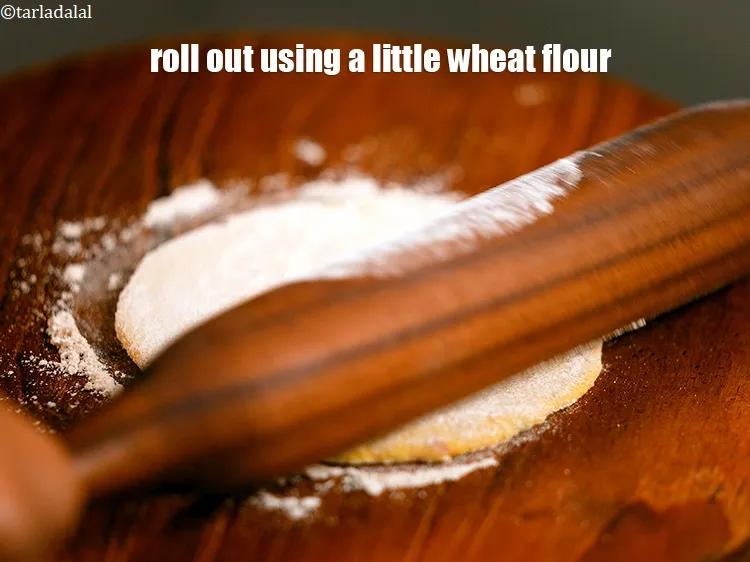 Step 16 – Roll out a portion of the dough into a 150 mm. (6&rdquo;) diameter circle using …