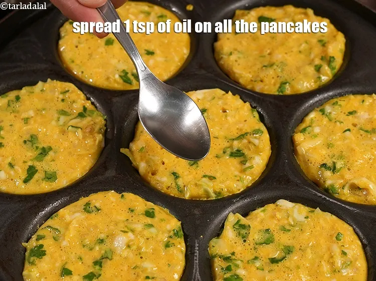 Step 30 – Spread 1 tsp of oil on all the pancakes.