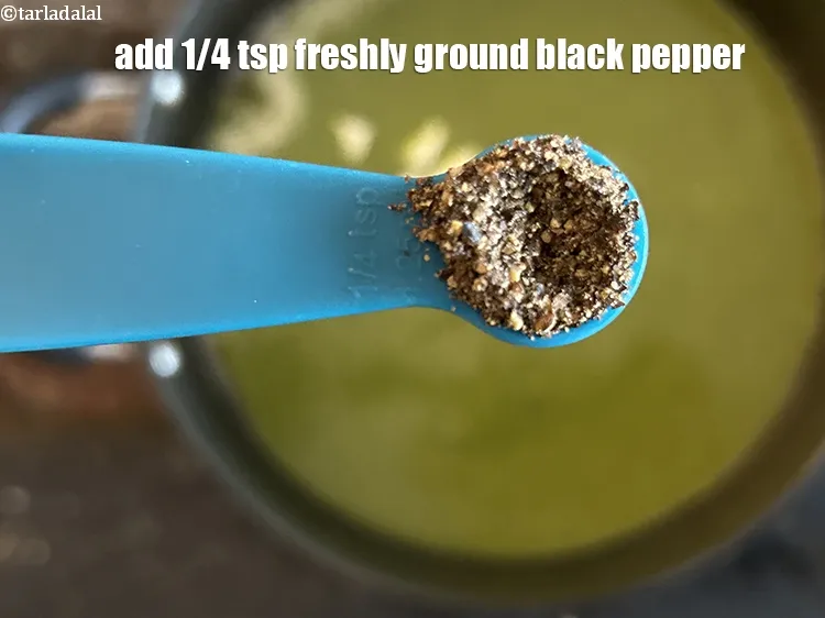 Step 18 – Add 1/4th tsp freshly ground black pepper (kalimirch).