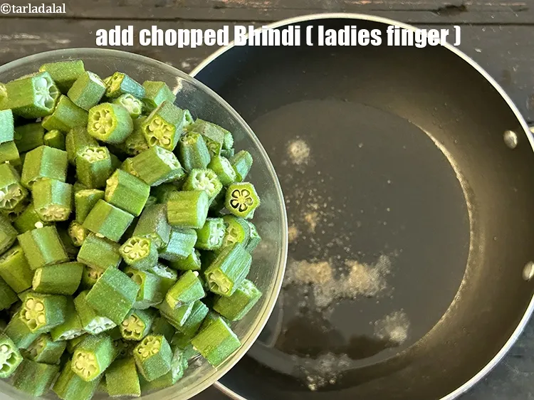 Step 22 – Add&nbsp;<meta charset="UTF-8" />2 cups&nbsp;chopped ladies finger (bhindi).