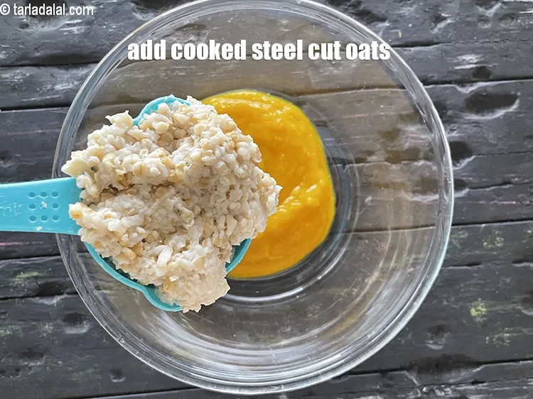 Step 18 – Add&nbsp;<meta charset="UTF-8" />1/2 cup&nbsp;<a href="glossary-soaked-and-cooked-steel-cut-oats-2756i">soaked and cooked steel cut oats</a>.