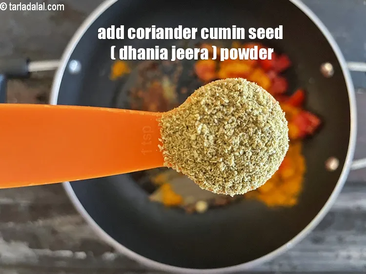 Step 21 – Add&nbsp;<meta charset="UTF-8" />2 tsp&nbsp;<a href="glossary-coriander-cumin-seeds-powder-dhania-jeera-powder-375i">coriander-cumin seeds (dhania-jeera) powder</a>.