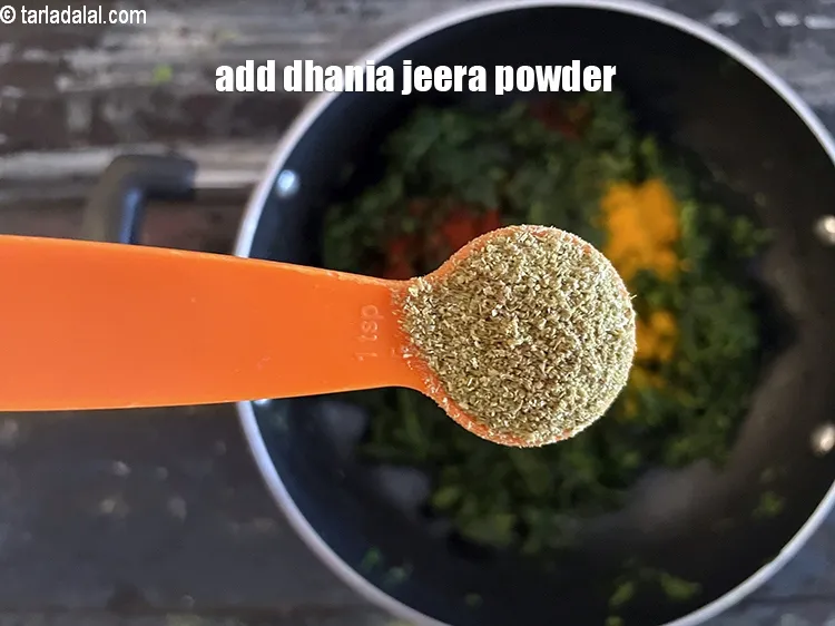 Step 16 – Add&nbsp;<meta charset="UTF-8" />2 1/2 tsp&nbsp;<a href="glossary-coriander-cumin-seeds-powder-dhania-jeera-powder-375i">coriander-cumin seeds (dhania-jeera) powder</a>.