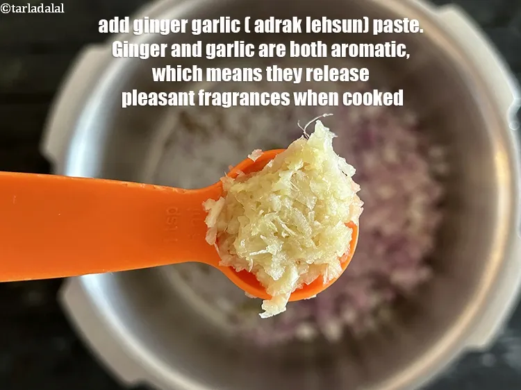 Step 35 – <meta charset="UTF-8" /> Add&nbsp;1 tsp&nbsp;<a href="glossary-ginger-garlic-paste-adrak-lehsun-ki-pate-adrak-lahsun-ki-paste-939i">ginger-garlic (adrak-lehsun) paste</a>.&nbsp;Ginger and garlic are both aromatic vegetables, which …