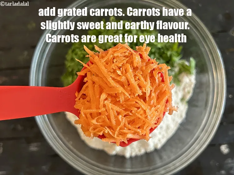 Step 17 – Add 1/4 cup <a href="glossary-grated-carrot-816i">grated carrot</a>.&nbsp;Carrots have a slightly sweet and earthy flavor that complements …