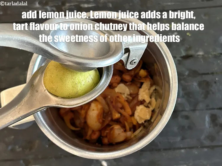 Step 18 – Add<strong> </strong><meta charset="UTF-8" />1 tsp&nbsp;<a href="glossary-lemon-juice-numbi-ka-ras-nimbu-ka-juice-471i">lemon juice</a>.&nbsp;Lemon juice adds a bright, tart flavor to onion …