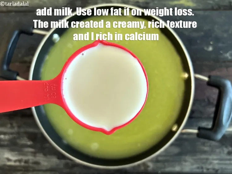 Step 16 – Add&nbsp;<meta charset="UTF-8" />1/4 cup&nbsp;<a href="glossary-milk-doodh-full-cream-milk-514i">milk</a>.&nbsp;The milk helps to create a creamy, rich texture that makes …