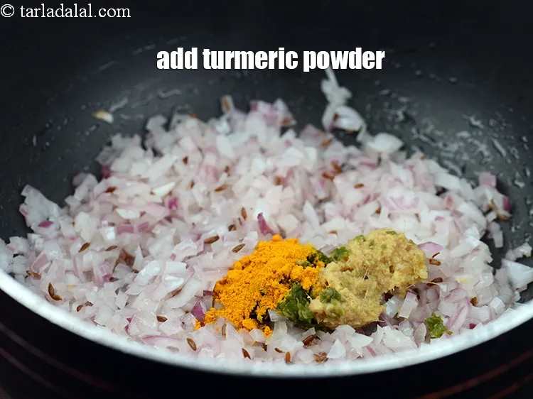 Step 21 – Add 1/4 tsp&nbsp;<a href="https://www.tarladalal.com/glossary-turmeric-powder-haldi-645i">turmeric powder (haldi)</a>.
