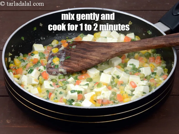 Step 15 – Mix gently and cook on a medium flame for 1 to 2 minutes, while stirring …