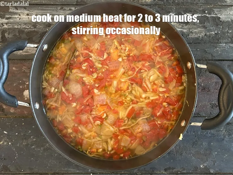 Step 28 – cook on a medium flame for 2 to 3 minutes, while stirring occasionally.