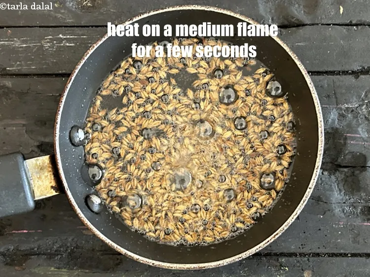 Step 17 – <p>Heat on medium flame for a few seconds and let the seeds crackle.&nbsp;</p>