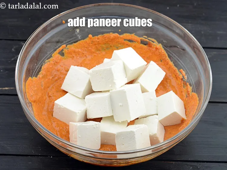 Step 18 – Add 2 cups&nbsp;big&nbsp;<a href="https://www.tarladalal.com/glossary-paneer-cubes-cottage-cheese-cubes-1002i">paneer (cottage cheese) cubes</a>.&nbsp;