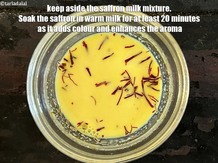Step 7 – <meta charset="UTF-8" />Keep aside the saffron milk mixture.&nbsp;Soak the saffron in warm milk for at …